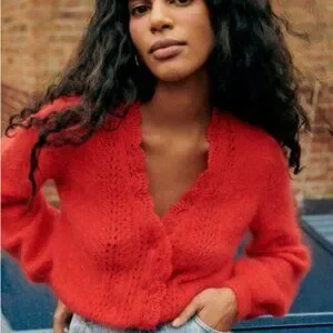 Sezane Angelie Cardigan Bright Red - Size XXS